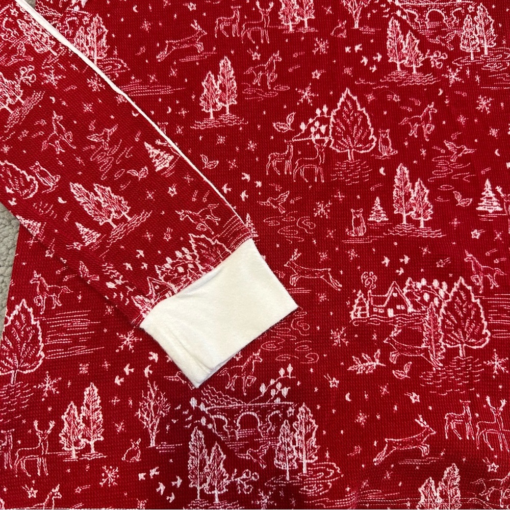 Victoria's Secret Women's Pajamas Medium Red Cream Winter Scene Print Holiday - Picture 4 of 10